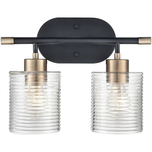 Renitta 2 Light 13.9 inch Matte Black/Modern Gold Vanity Light Wall Light